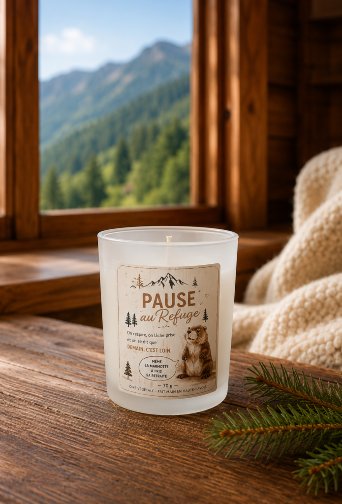 Bougie humoristique inspirée de la montagne