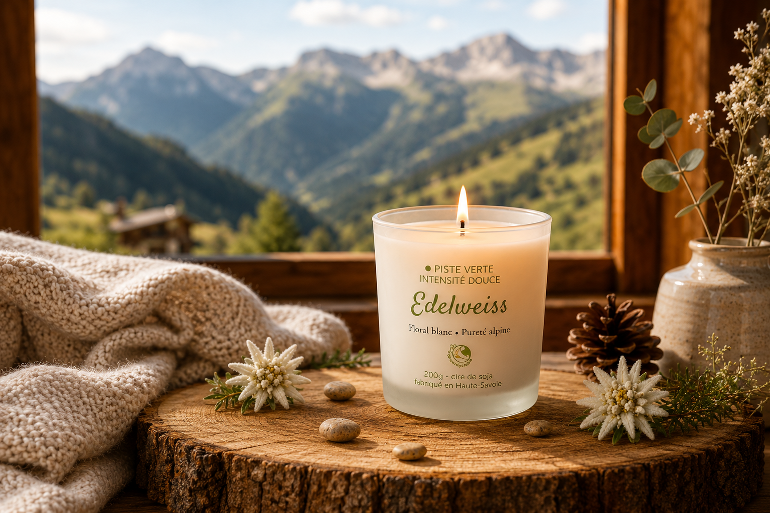 Bougie artisanale Edelweiss inspirée des Alpes